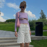 Women T-shirt Nvtx49271 round Neck Long Sleeve Hollow out Slim Fit Midriff-Baring Girl Blouse Summer