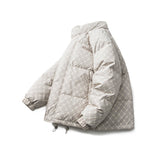 Unisex Winter Cotton Coat Letter Embroidered Stand Collar down Jacket down Jacket
