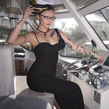 Women Dresses Mesh Camisole Slim Fit Slit Dress