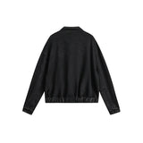 Unisex Jacket Retro Washed Distressed Stand Collar Jacket