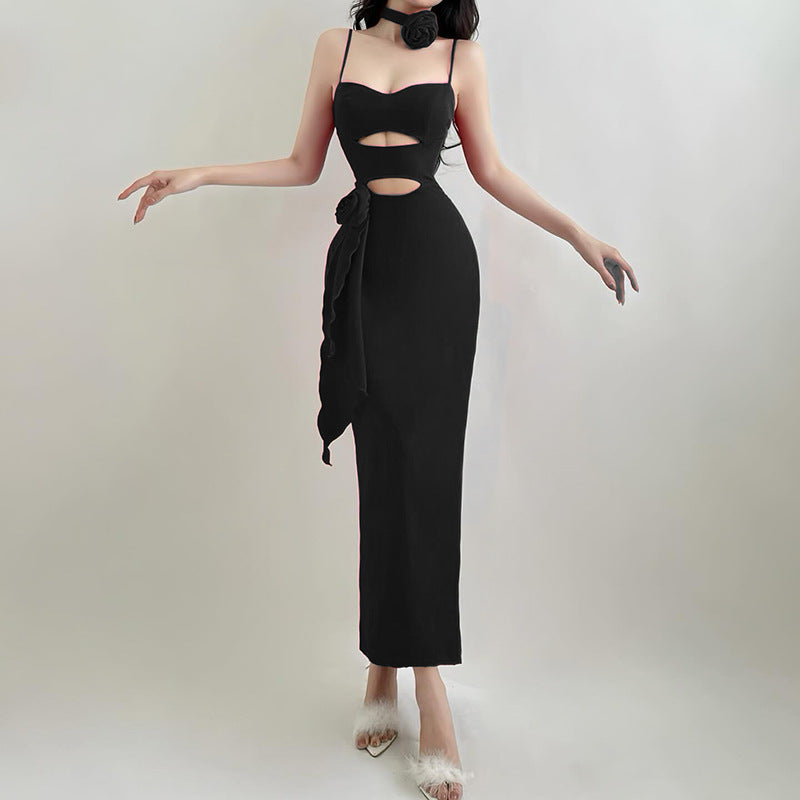 Women Dresses Cutout Sling Dress Spring Summer Slim-Fit Long Dress
