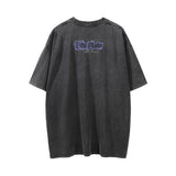 Men Vintage T-Shirt Thermal Imaging Printing Distressed Wash Short Sleeve T-shirt