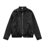 Men Jacket Coat Men Loose Lapel Leather Coat