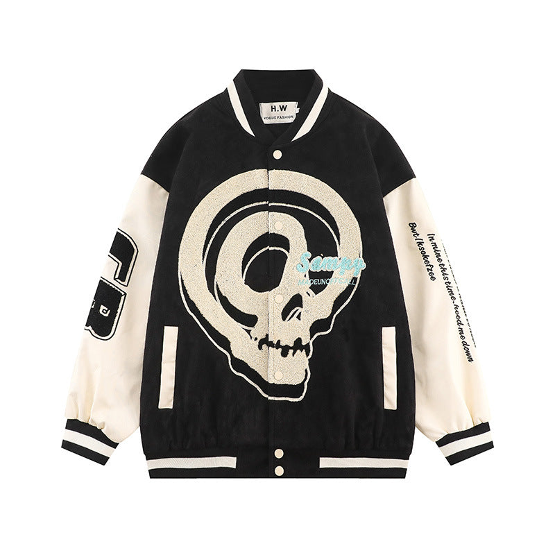 Men Jacket Coat Embroidered Baseball Uniform Coat Men's Ins Color Matching Stitching Jacket