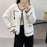 Women Knitwear Autumn and Winter round Neck Coat Loose Knitted Cardigan