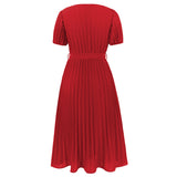 Women Date Dress Summer Puff Sleeve Dress V-neck Dress