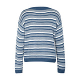 Women Knitted Sweater Amazon Independent Station Foreign Trade Wholesale 2023 Autumn New Cross-Border Fashion Women's Wear Long Sleeve Striped European and American Sweater