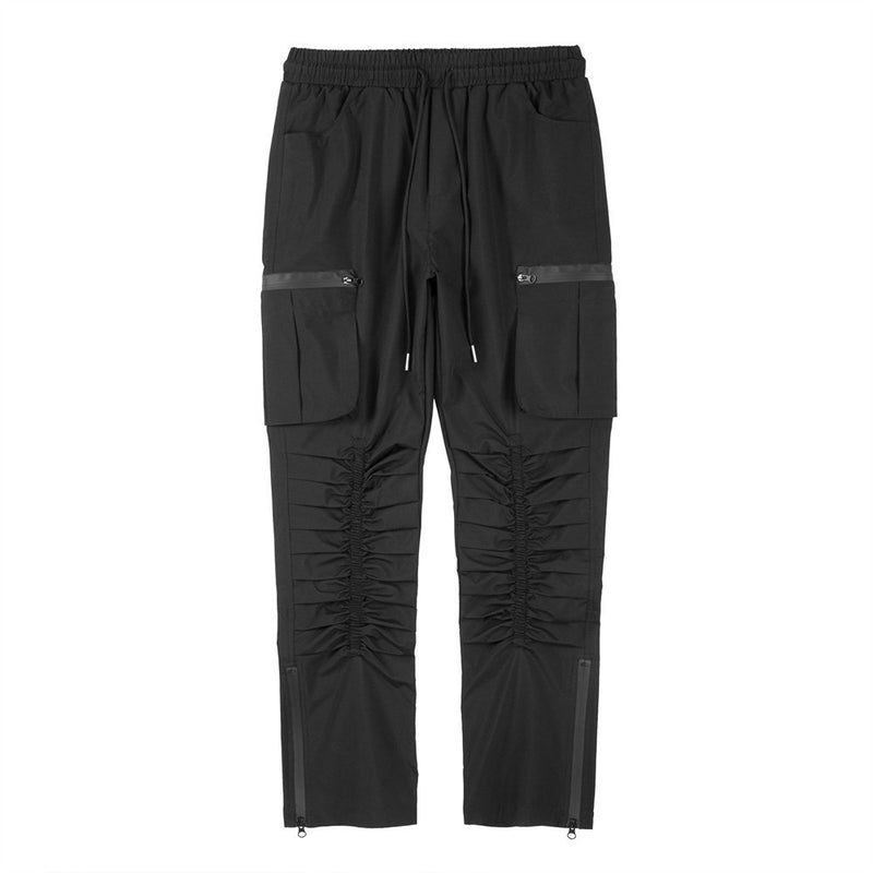 Men Sweatpants Tactical Pants Men's Waterproof Windproof Sports Pleated Zipper Slit Straight Cargo Trousers