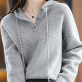 Women Knitwear Fall Winter Hooded Knitwear Loose Sweater