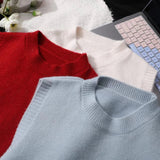 Women Knitted Pullover Autumn and Winter round Neck Vest Short Vest Top