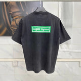 Men T-shirts Saint Michael Green Foot Field Printed Retro Washed Old Short Sleeve T-Shirt