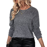 Women Knitted Sweater Autumn Solid Color Knitted Top