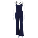Women Jumpsuit Summer Denim Backless Straight Strap Jumpsuit (Hawthaw0412)