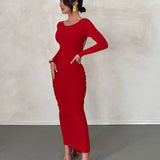 Women Dresse Sexy Dress Long Sleeve Hip Skirt Formal Dress