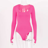 Women Jumpsuit Spring Sexy Pullover Long Sleeve Slim Fit Jumpsuit (Hawthaw0412)