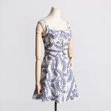 Women Dresses Summer Strap Lace Embroidery Hollow Dress (Qymy0409)