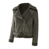 Red Leather Jacket Fall/Winter Suede Fabric Jacket Turn-down Collar Coat