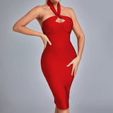Women Evening Dress Sexy off Shoulder Slim-Fit Evening Dress Bandage One-Piece Dress