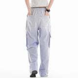 Women Pants Gradient Letters Embroidered Slacks Workwear with Pocket Straight-Leg Trousers