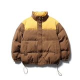 Unisex Winter Cotton Coat Winter Stand-up Collar down Jacket Retro Loose down Jacket