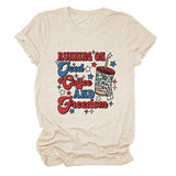 Crew neck women's short sleeves running on jced collee and freedomt t-shirt