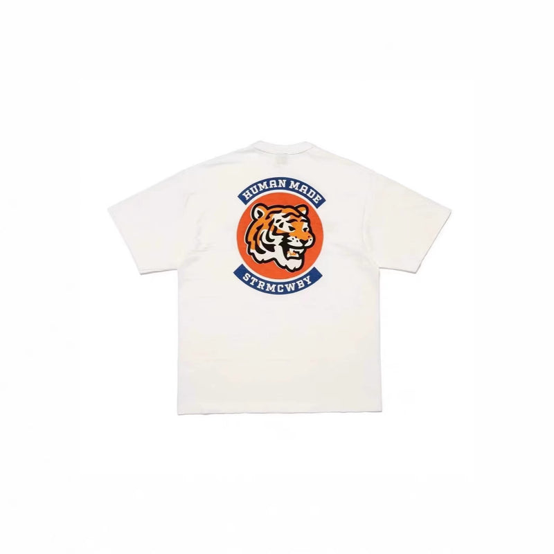 Men T-shirts Tiger Head Print Crew Neck T-Shirt Loose Casual Short Sleeves