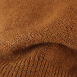 Women Sweater Knitwear Lapel Vintage Knitted Cardigan Women's Navel Short Long-Sleeved Sweater