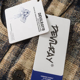 Unisex Winter Cotton Coat Plaid Decoration Lapel Cotton-Padded Coat Vintage Cotton-Padded Jacket