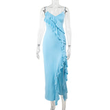 Women Dresses Summer Elegance Dress Sexy V-neck Suspender Skirt