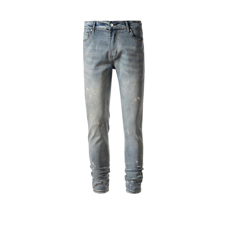 MIJKO Men's Vintage Pants MIJKO Men's Clothing Women's Spring and Summer Washing Water Old Trousers Men's and Women's Slim-Fit Jeans