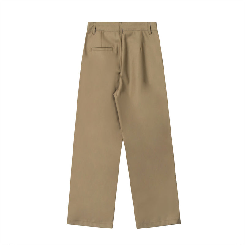 Men Sweatpants Casual Straight-Leg Suit Pants Solid Color Loose Drooping Wide Leg Trousers