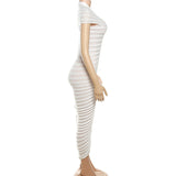 Women Dresses Autumn Short Sleeve Long Skirt Sexy Slim Knit Dress (Bla0420)