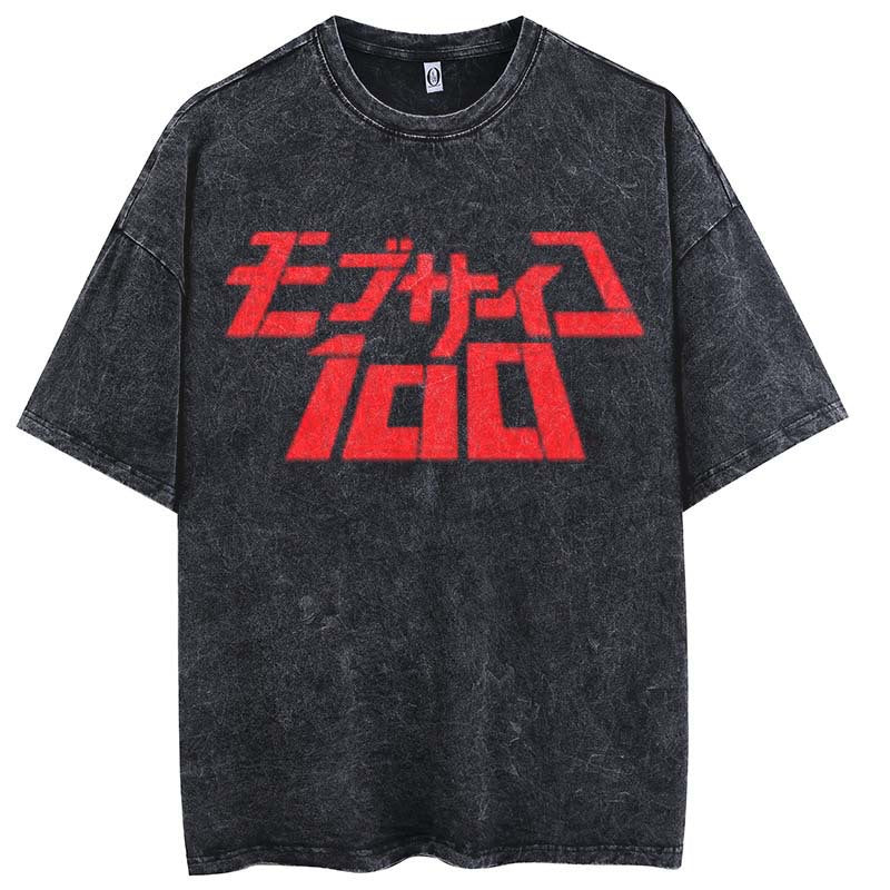 Pure cotton washed old passer-by super printing pickling T-shirt