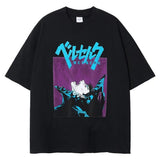 Men's Washed T Shirt, Berserk Anime T-shirt, Guts Skull Knig