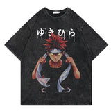 Washed retro t-shirt street print graphic casual