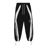 Men Sweatpants Stitching Contrast Color Sports Straight Sweatpants Men's Loose Wide Leg Leisure Floor Pants