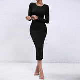 Women Dress Autumn Winter Sexy Sheath Tight Dress Hollow Dress