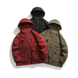 Unisex Winter Cotton Coat Three-Dimensional Multi-Pocket Hooded down Jacket Retro Workwear down Jacket