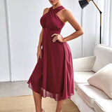 Women Evening Gown Sexy Backless Chiffon Dress