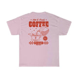 Back Print Retro Cartoon Coffee T Shirt Women Cute Funny