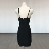 Women Evening Dress Sexy Sling Tassel V-neck Hollow Party Bandage Dress