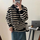 Women Knitted Pullover Autumn and Winter Simplicity Striped Hooded Sweater