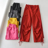 Women Sweatpants Multi-Pocket Elastic Ankle-Tied Dance Casual Pants Sweatpants