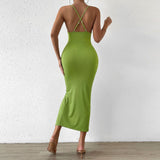 Women Dress Hollow Sheath Knitted Sexy Suspenders Dress
