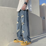 Men Jeans Ripped Jeans Men's Summer Straight-Leg Pants