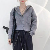 Women Knitwear Fall Winter Hooded Sweater Loose Knitted Cardigan