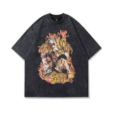 Men T Shirt Portrait Printing Distressed Short Sleeve T-shirt