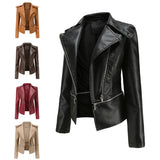 Red Leather Jacket Detachable Spring and Autumn Coat Women's Casual Jacket