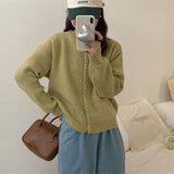 Women Knitted Cardigan Autumn and Winter round Neck Casual Sweater Coat