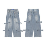 Men Jeans Straight Wide Leg Cargo Jeans